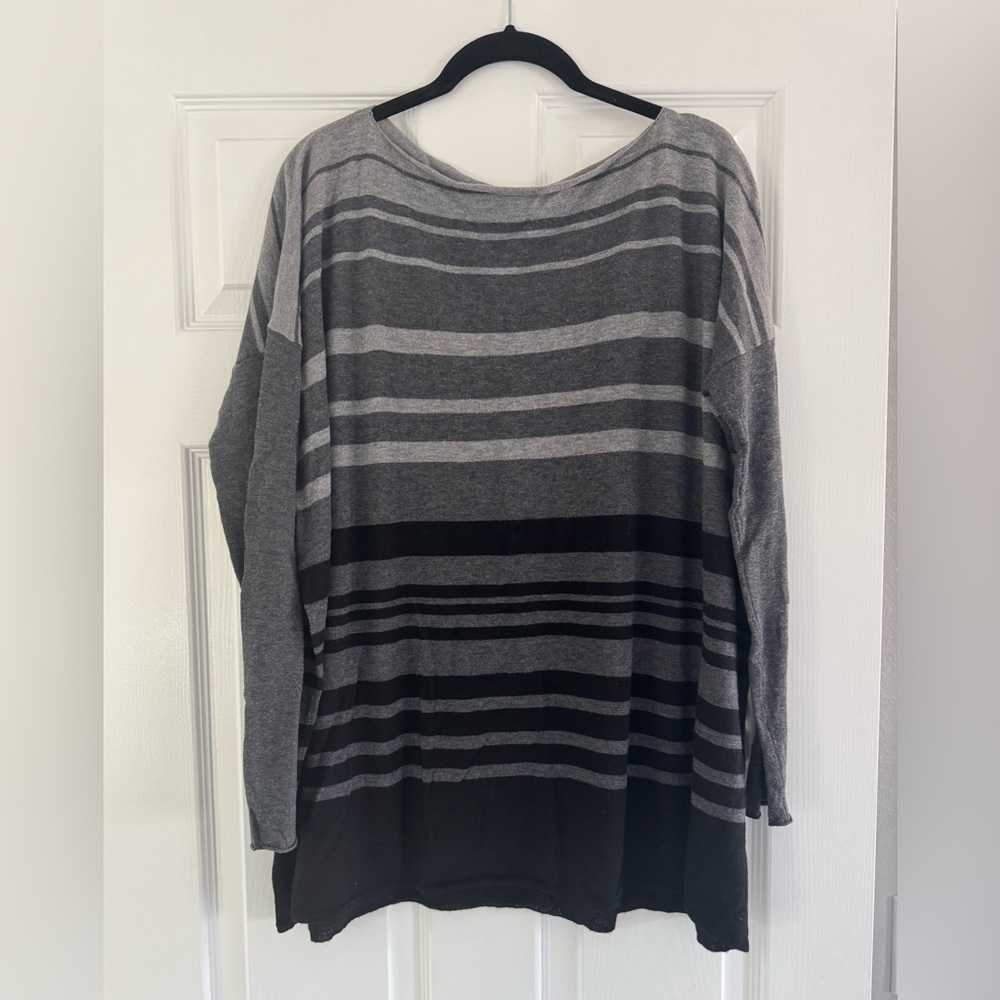 Vince black and grey striped pullover sweater
